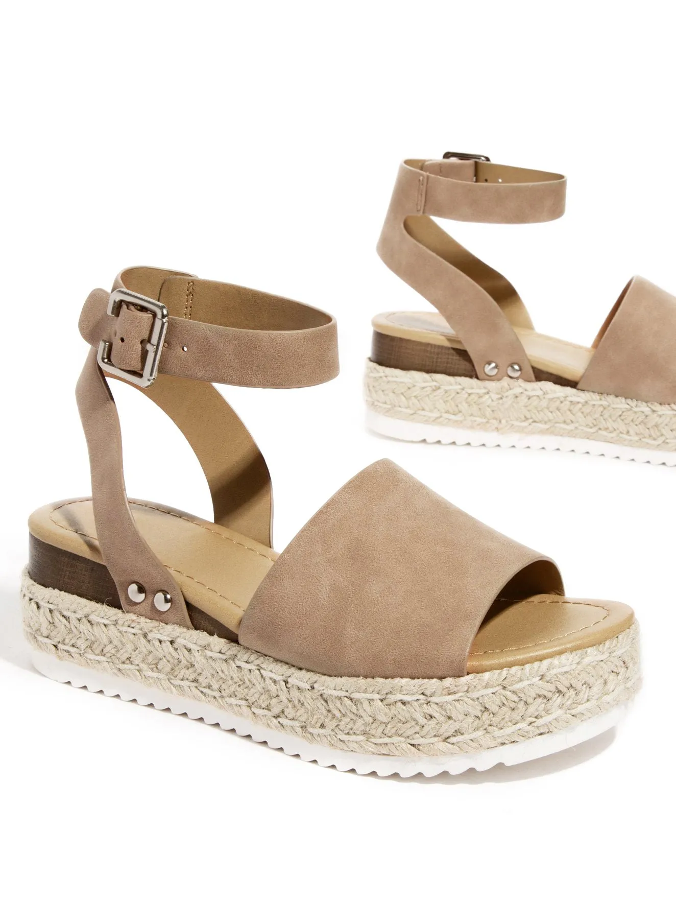M Natural Sandals Flatform Topic Privacy-protected Nubuck) Toe Taupe (8.5 Soda Open Espadrilles US, Studded Express delivery Wedge