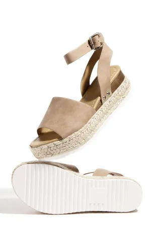 M US, Taupe (8.5 Natural Flatform Nubuck) Topic Espadrilles Soda Studded Customer favorite Toe Wedge Chic Open Sandals