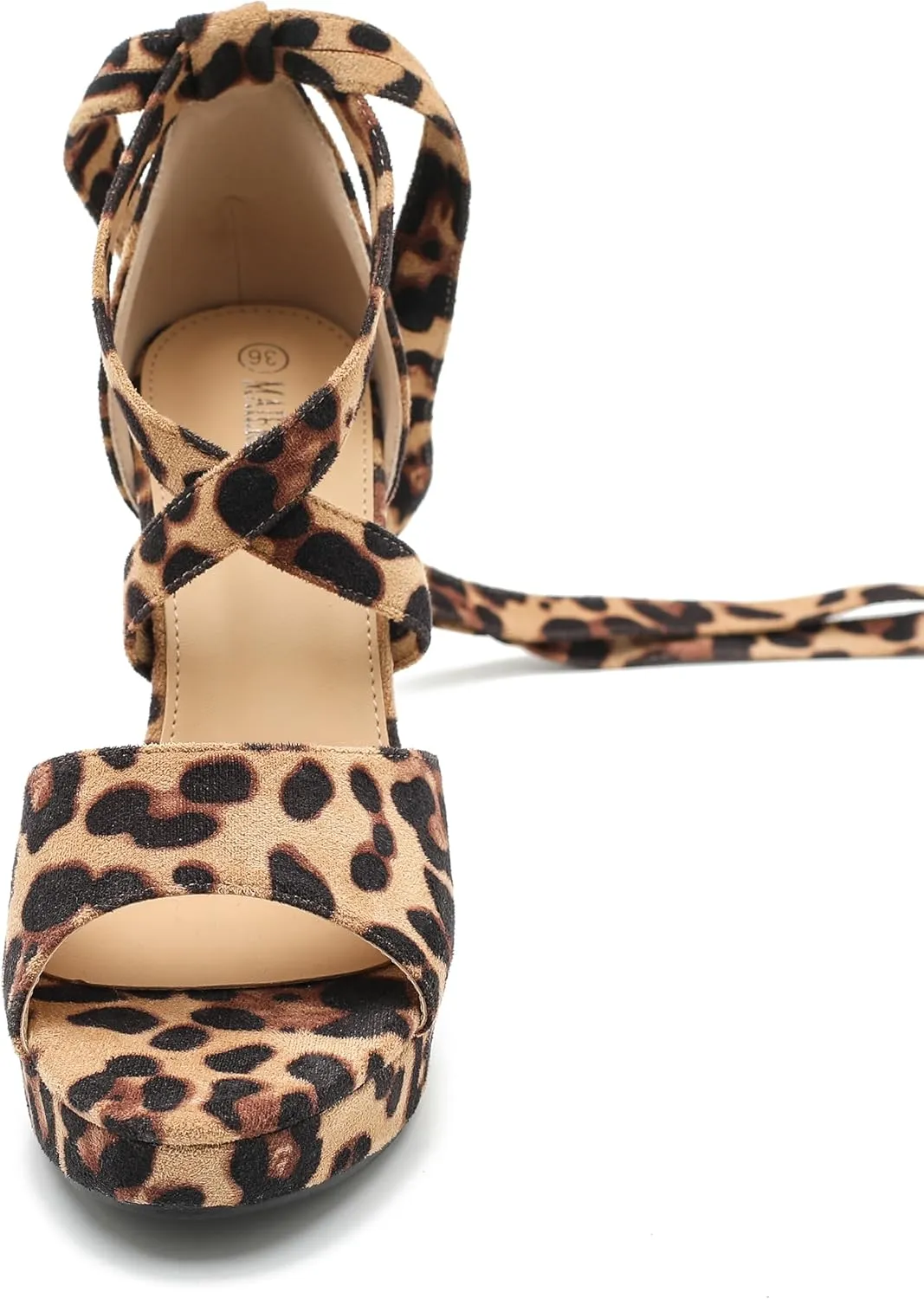 MAIERNISI JESSI Strappy Heels for Women Platform Lace Up Heels Open Toe Chunky High Heel Dress Sandals