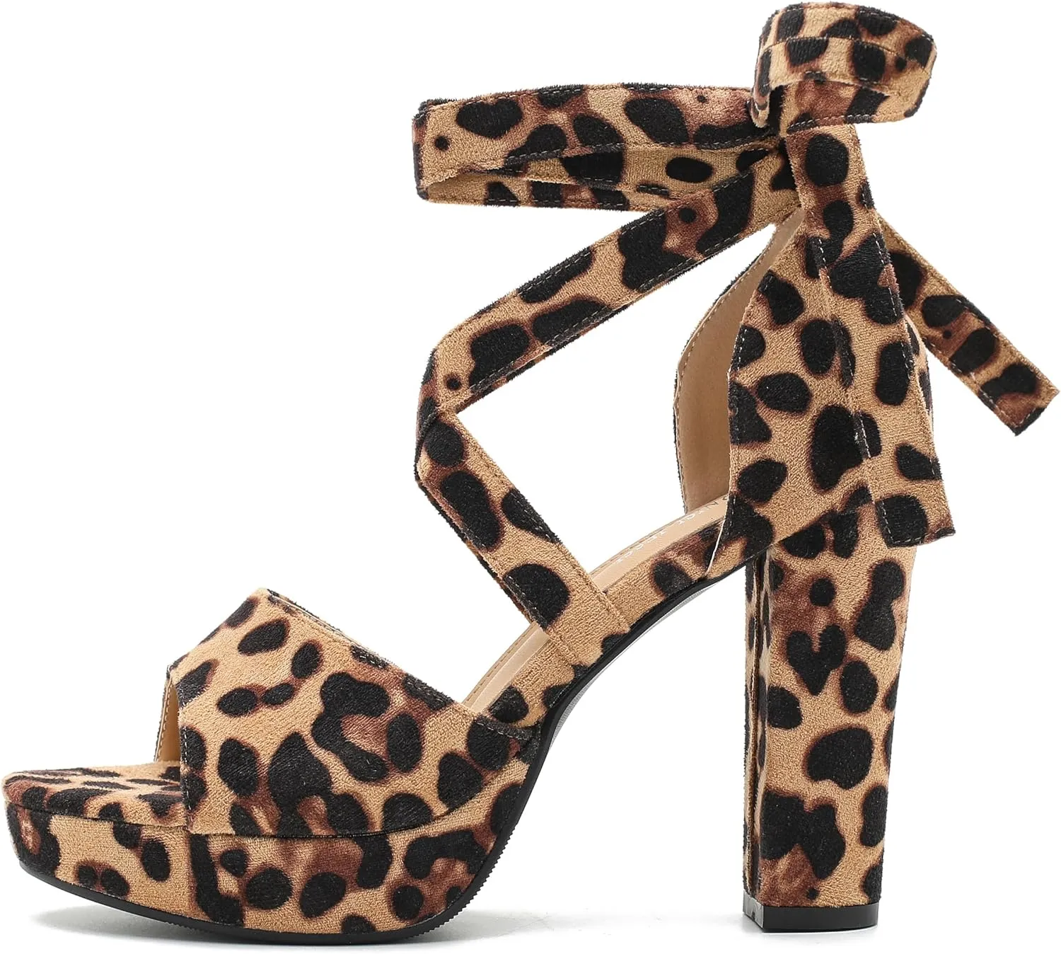 MAIERNISI JESSI Strappy Heels for Women Platform Lace Up Heels Open Toe Chunky High Heel Dress Sandals