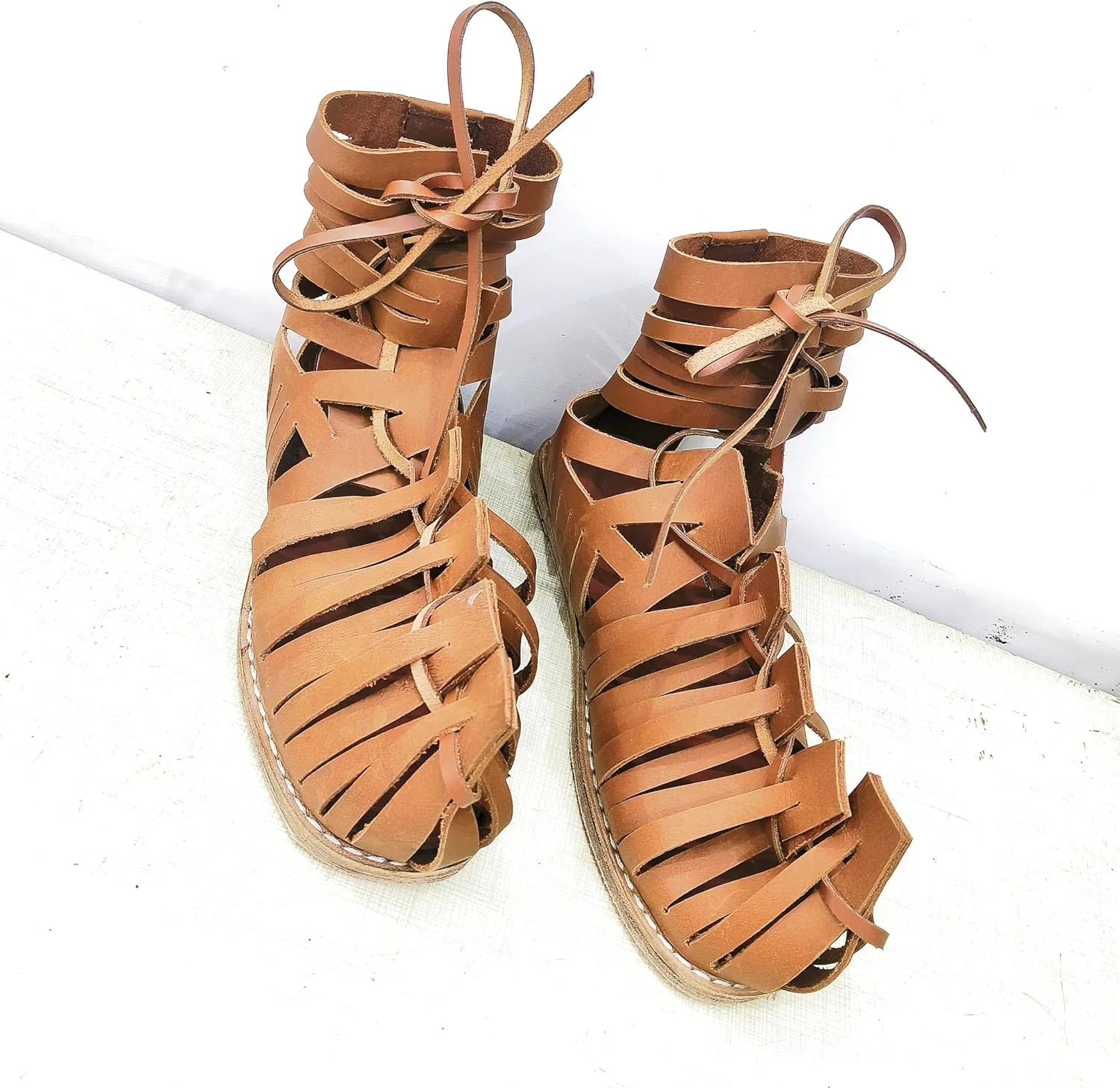 Medieval Roman Sandals Caligae Mens Gladiator Leather Sandal Medieval Ancient Roman Soldier Brown Caligae Vinatge Greek Roman Soldier Sandals Ancient Halloween Costume Footwear Adult Male