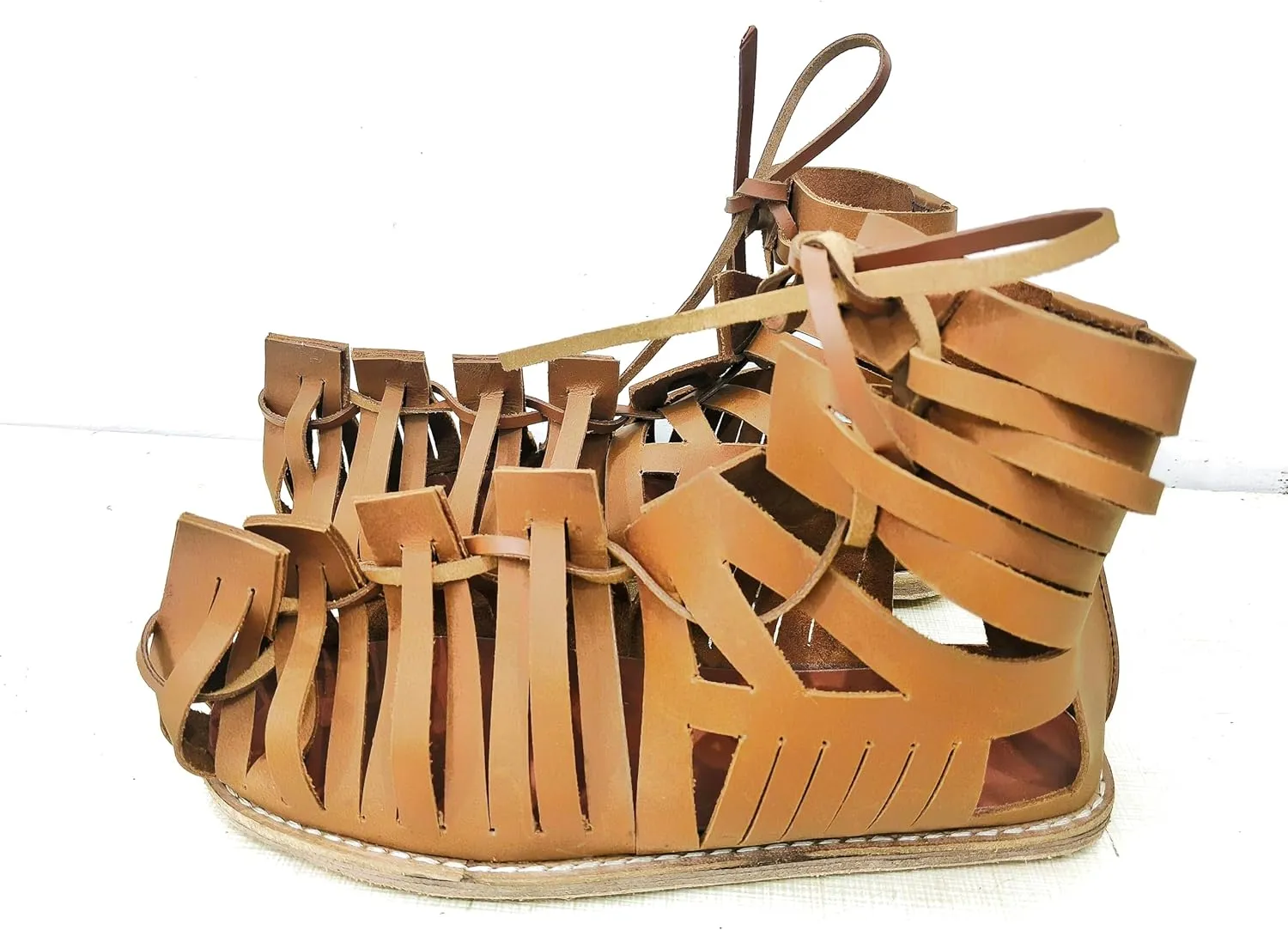 Medieval Roman Sandals Caligae Mens Gladiator Leather Sandal Medieval Ancient Roman Soldier Brown Caligae Vinatge Greek Roman Soldier Sandals Ancient Halloween Costume Footwear Adult Male