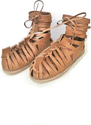 Medieval Roman Sandals Caligae Mens Gladiator Leather Sandal Medieval Ancient Roman Soldier Brown Caligae Vinatge Greek Roman Soldier Sandals Ancient Halloween Costume Footwear Adult Male