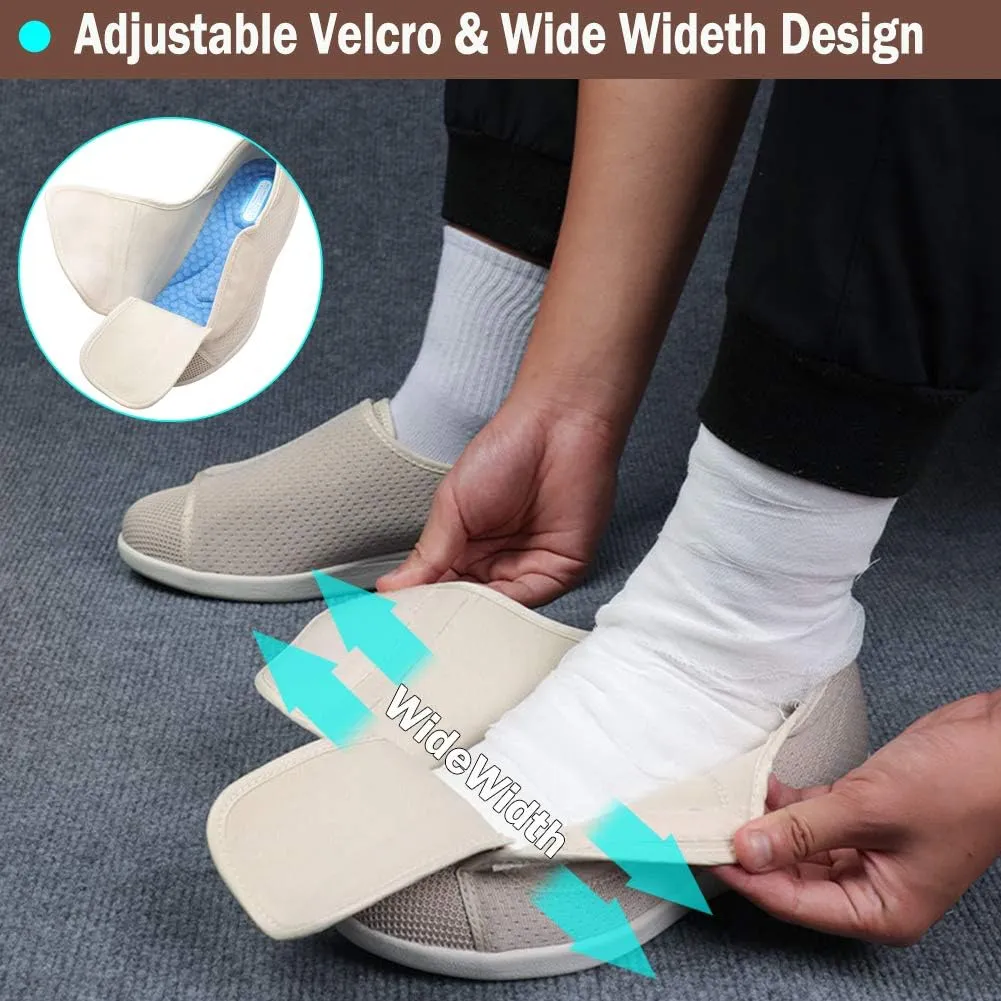 Mei MACLEOD Women's Walking Shoes with Wide Width Lightweight Air Cushion Sneakers Casual Running Jogging Shoes for Diabetic Swollen Feet