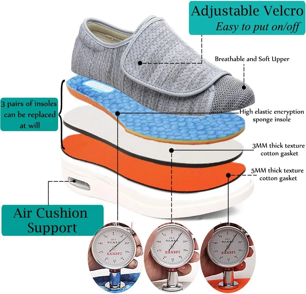 Mei MACLEOD Women's Walking Shoes with Wide Width Lightweight Air Cushion Sneakers Casual Running Jogging Shoes for Diabetic Swollen Feet