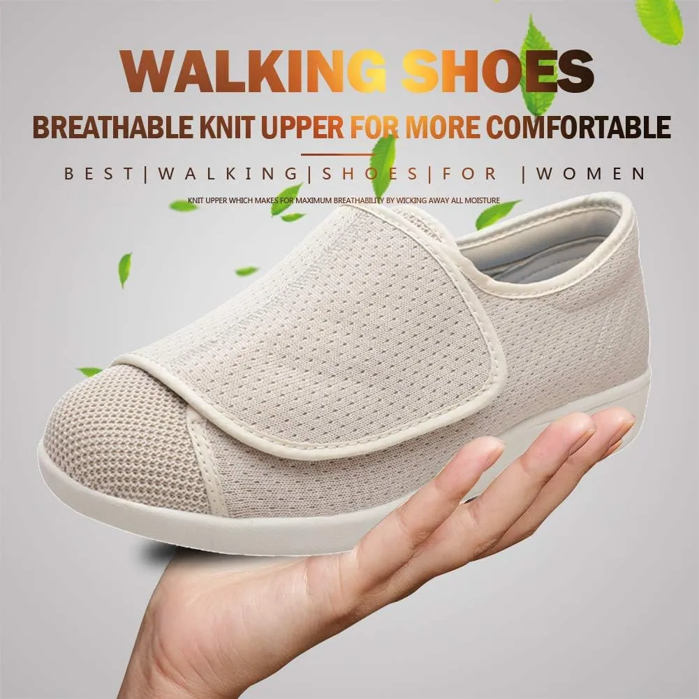 Mei MACLEOD Women's Walking Shoes with Wide Width Lightweight Air Cushion Sneakers Casual Running Jogging Shoes for Diabetic Swollen Feet