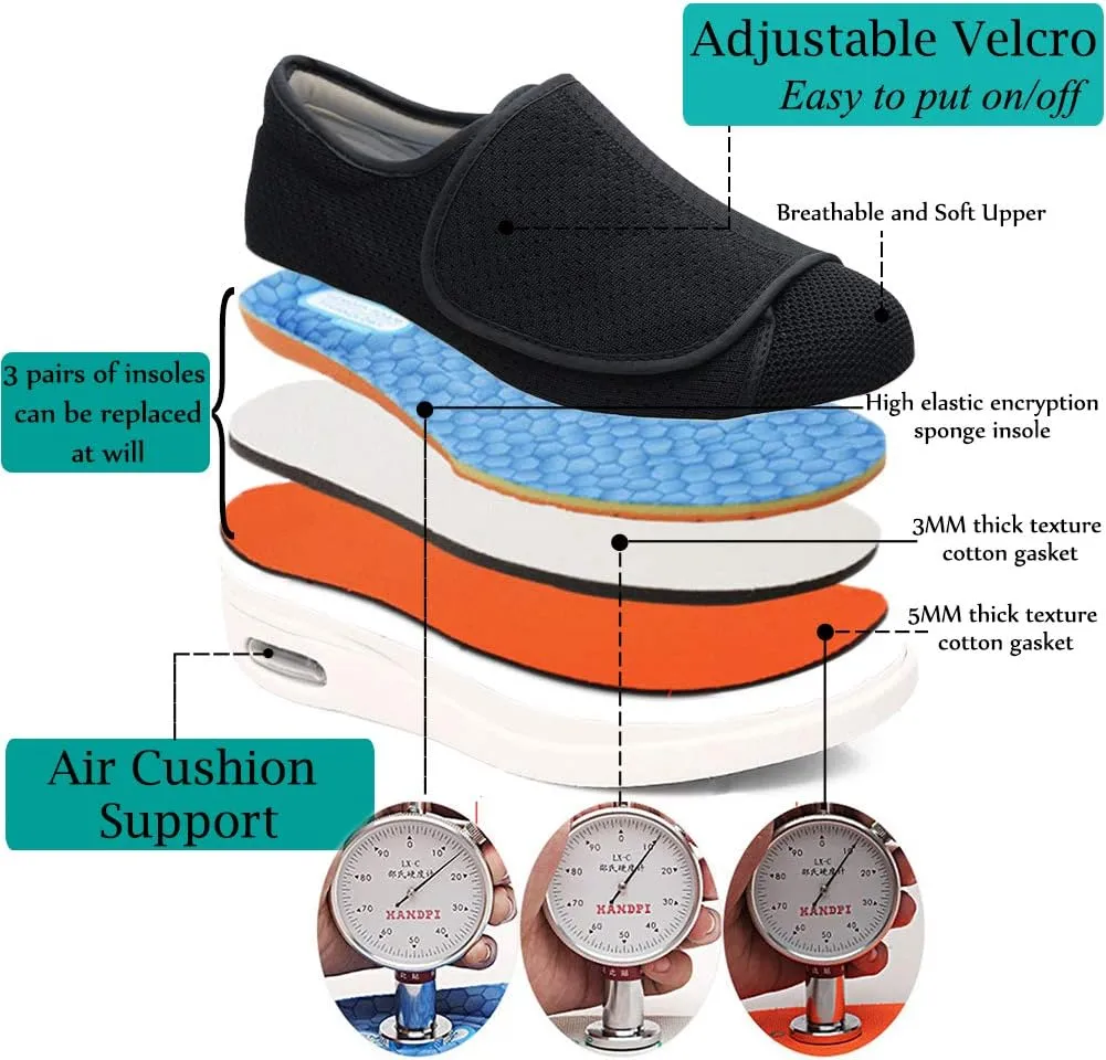 Mei MACLEOD Women's Walking Shoes with Wide Width Lightweight Air Cushion Sneakers Casual Running Jogging Shoes for Diabetic Swollen Feet