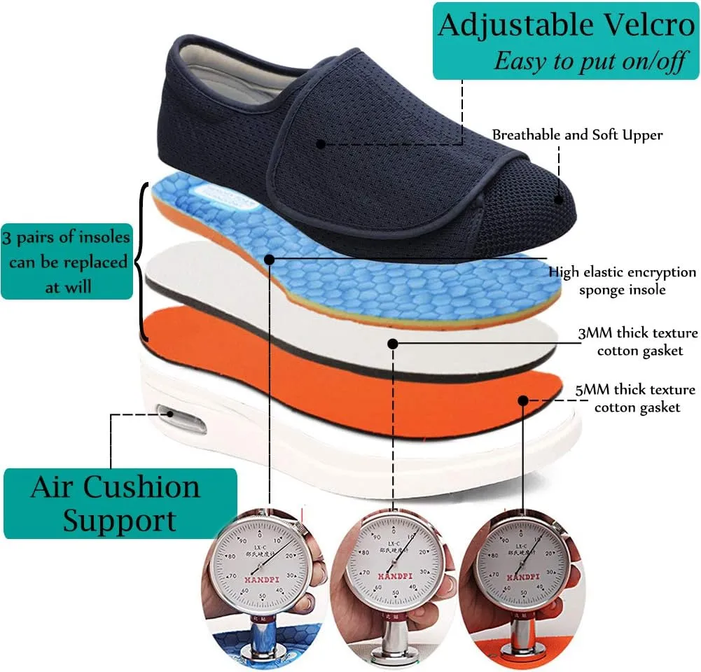Mei MACLEOD Women's Walking Shoes with Wide Width Lightweight Air Cushion Sneakers Casual Running Jogging Shoes for Diabetic Swollen Feet