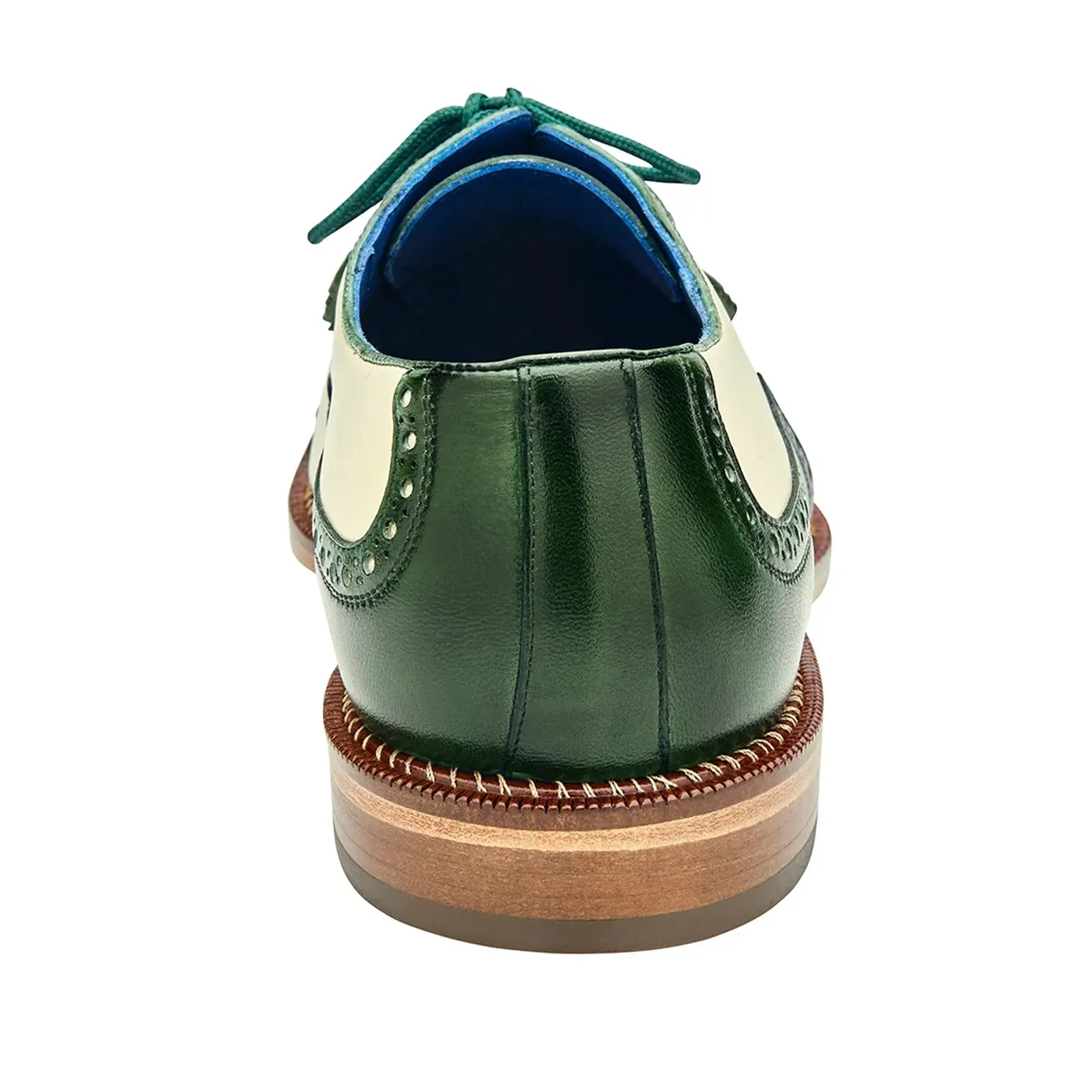 Men's Belvedere Sesto Italian Calf & Ostrich Quill Wingtip Dress Shoe in Green & White