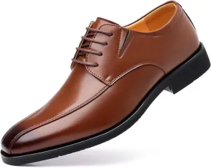 Men's Classic Derby Oxford Dress Shoes, Leather Lace-up (Brown, Adult, Men, 8.5, Digital, US Shoe System, M (Medium))