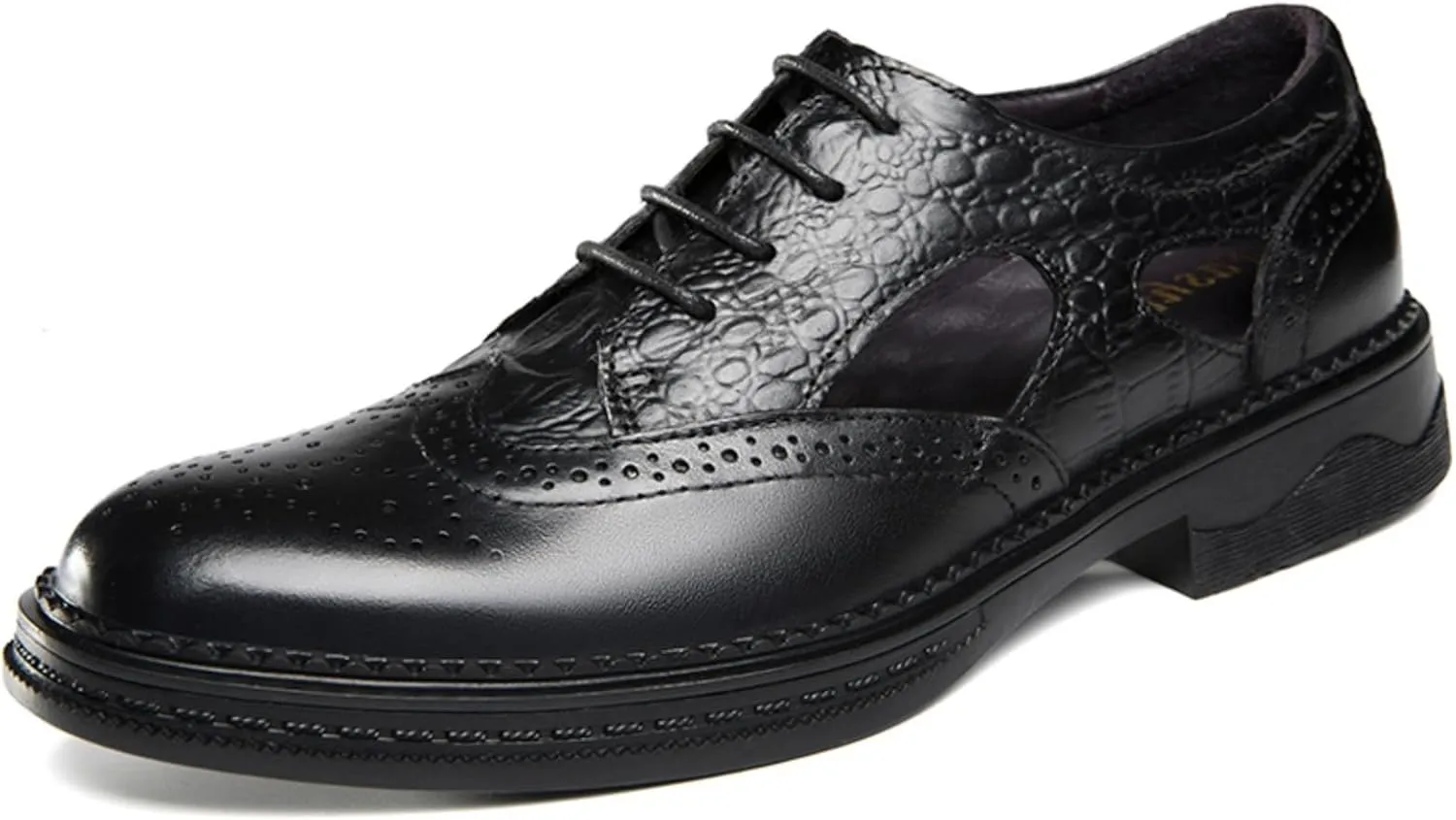 Men's Cowhide Leather Perforated Lace - up Oxfords Brogue Wingtip Shoes for Men