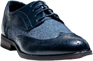 Men’s Derby Lace Up Wedding Brogue and Herringbone Dress Shoes