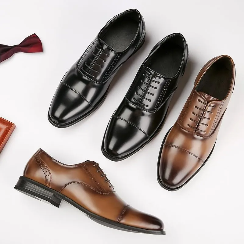 Men's Derby Shoes Pointed Toe Brushed Color Stitching Design Rubber Sole Non-Slip Wear-Resistant Low-top Suitable for Wedding Business Office