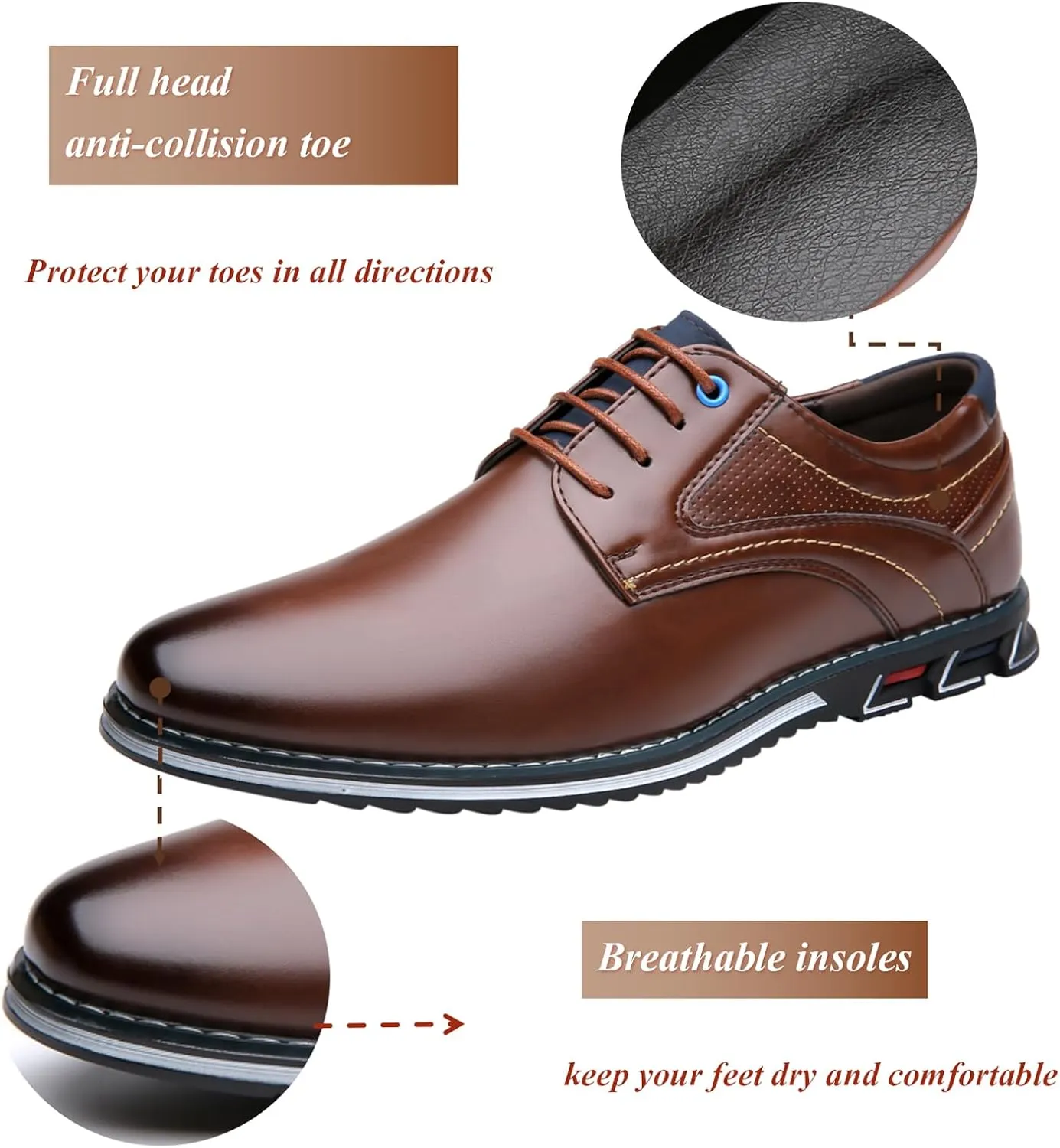 Men's Dress Oxfords Shoes Business Formal Shoes Casual Loafers Shoes Comfortable Lightweight Derby Sneakers Black