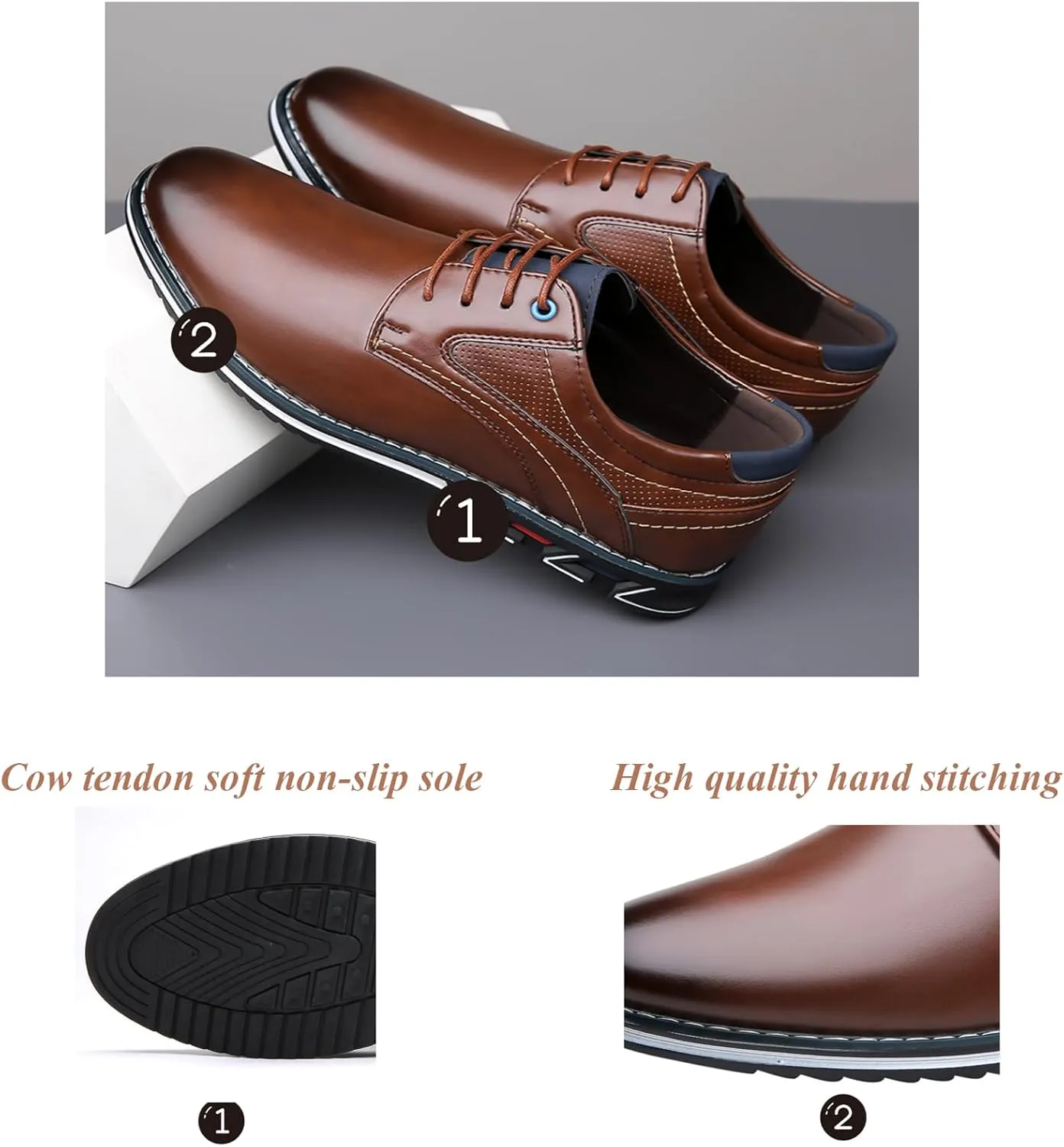 Men's Dress Oxfords Shoes Business Formal Shoes Casual Loafers Shoes Comfortable Lightweight Derby Sneakers Black