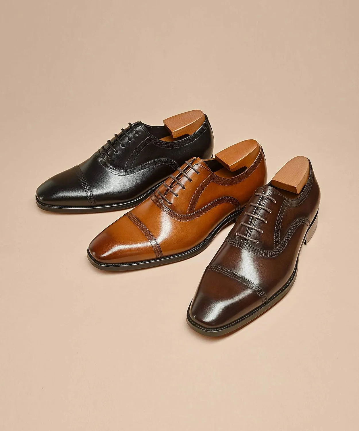 Men's Dress Shoes Formal Oxford Leather Wingtip Lace Up Shoes for Men