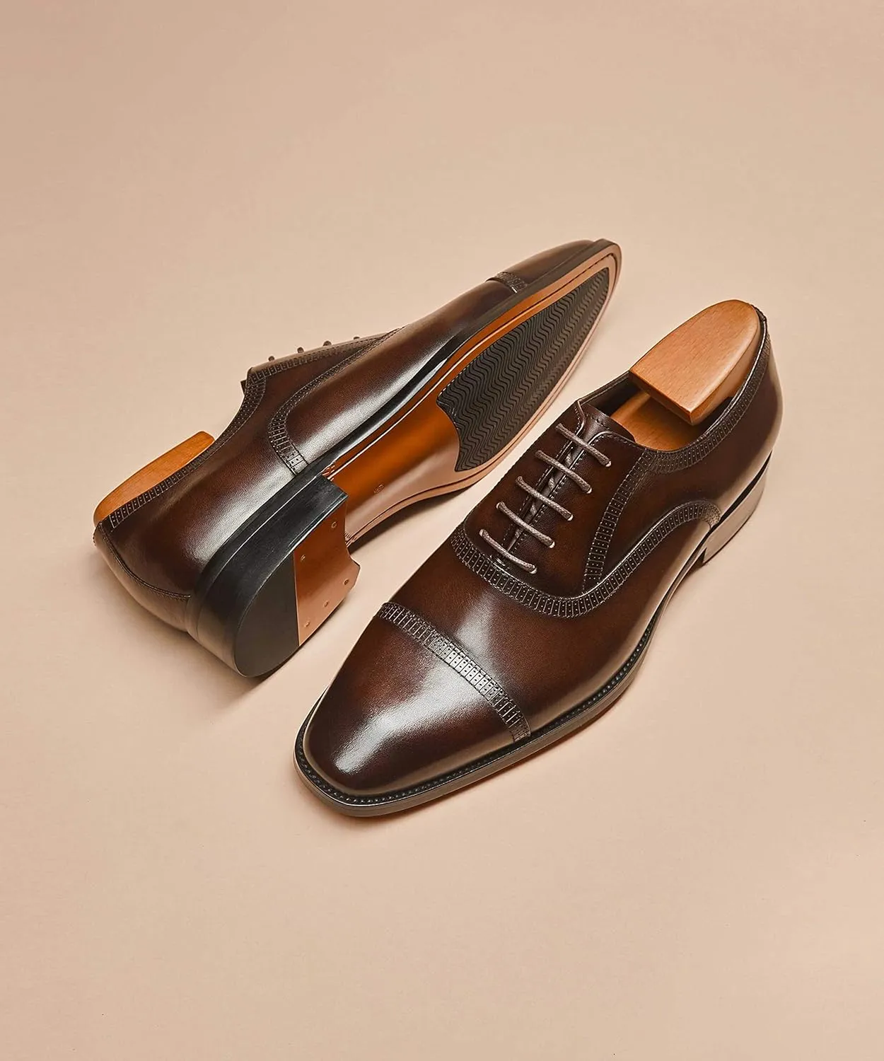 Men's Dress Shoes Formal Oxford Leather Wingtip Lace Up Shoes for Men