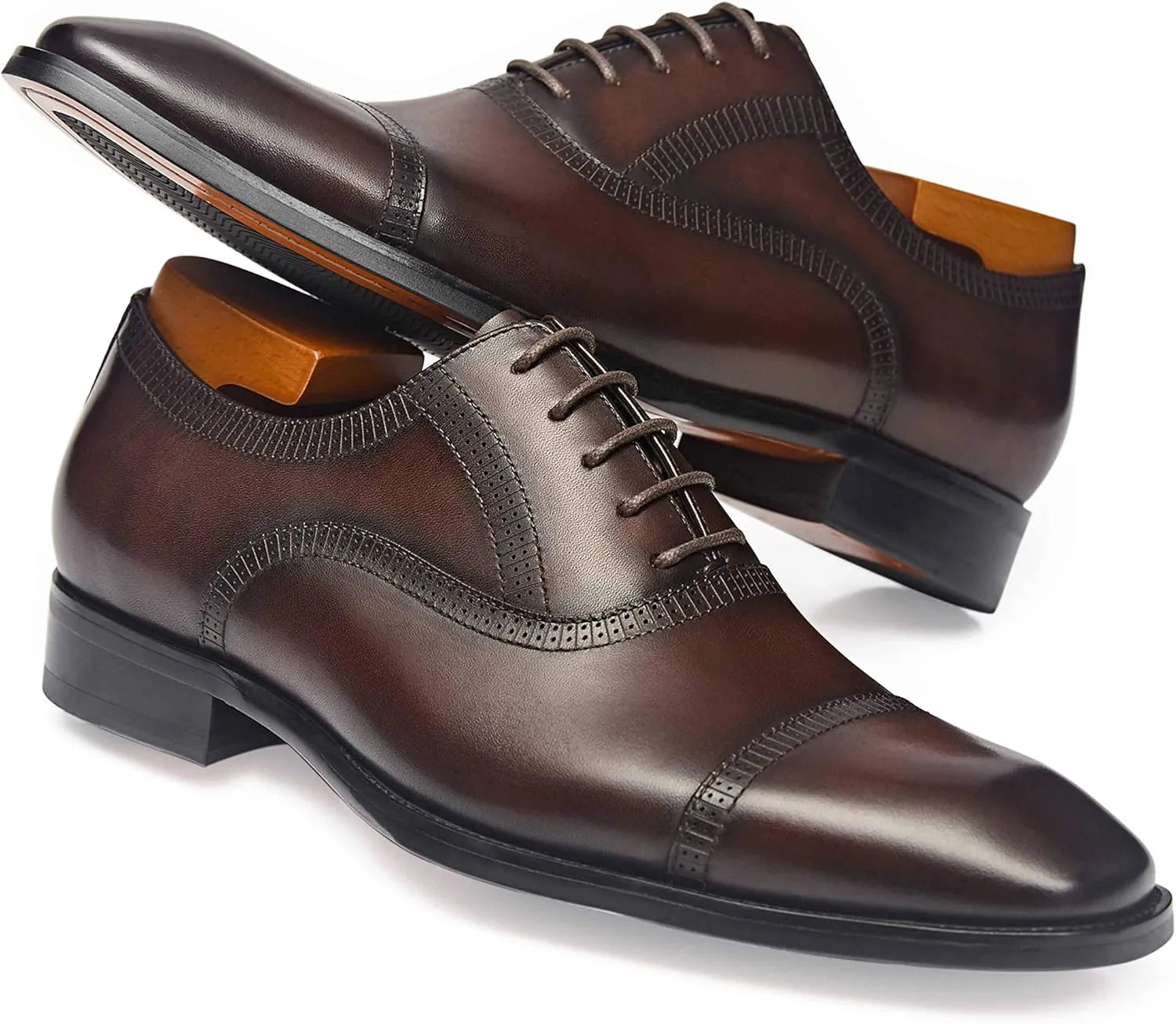 Men's Dress Shoes Formal Oxford Leather Wingtip Lace Up Shoes for Men