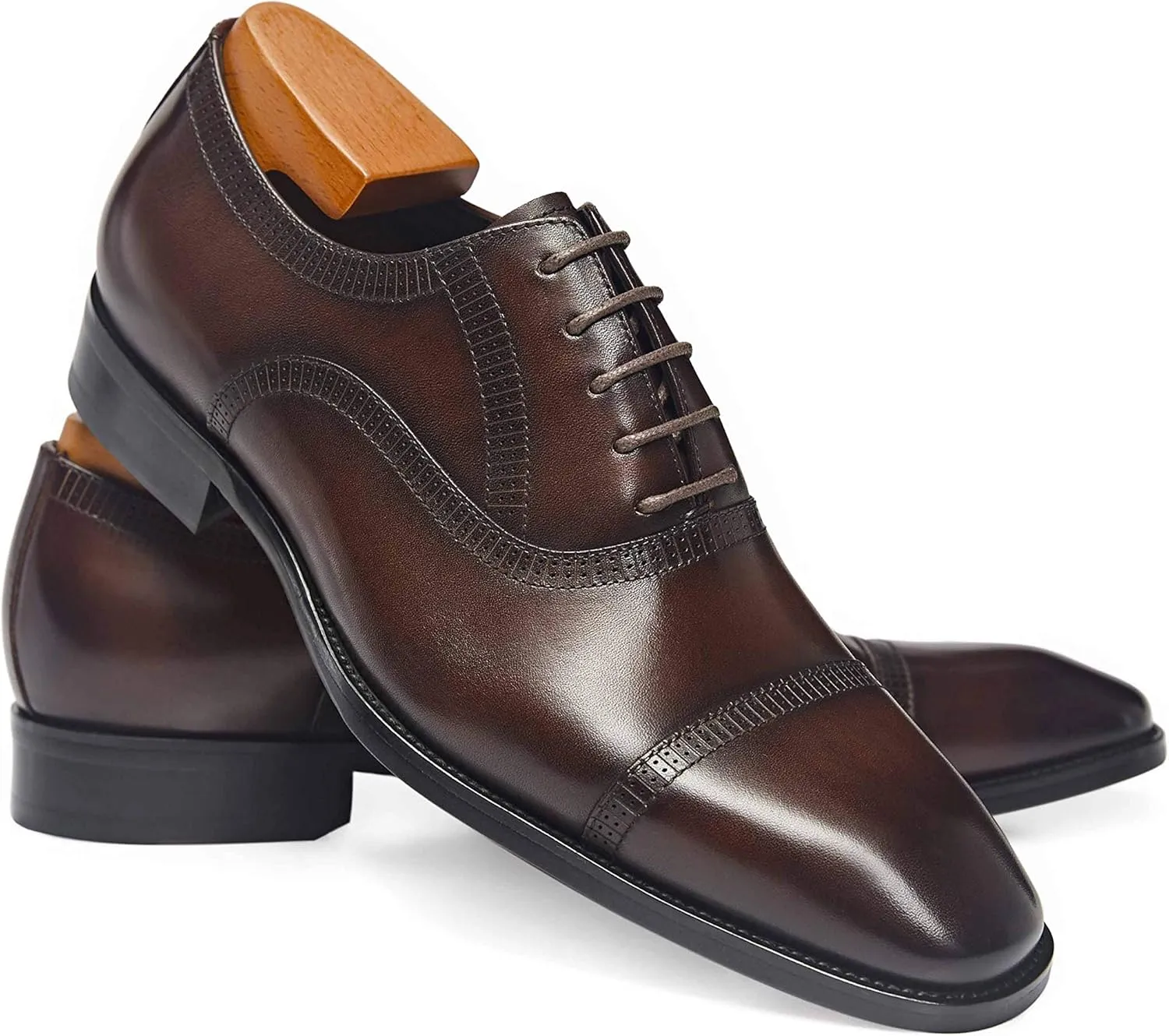 Men's Dress Shoes Formal Oxford Leather Wingtip Lace Up Shoes for Men