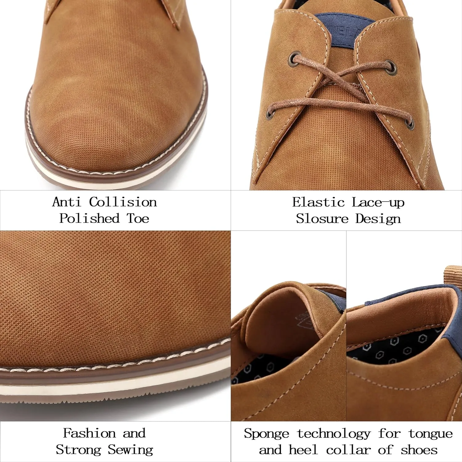 Men's Dress Shoes, Mens Oxford Shoes, Leather Stylish Lace-up Wingtip Brogues, Business Casual Formal Derby Shoe