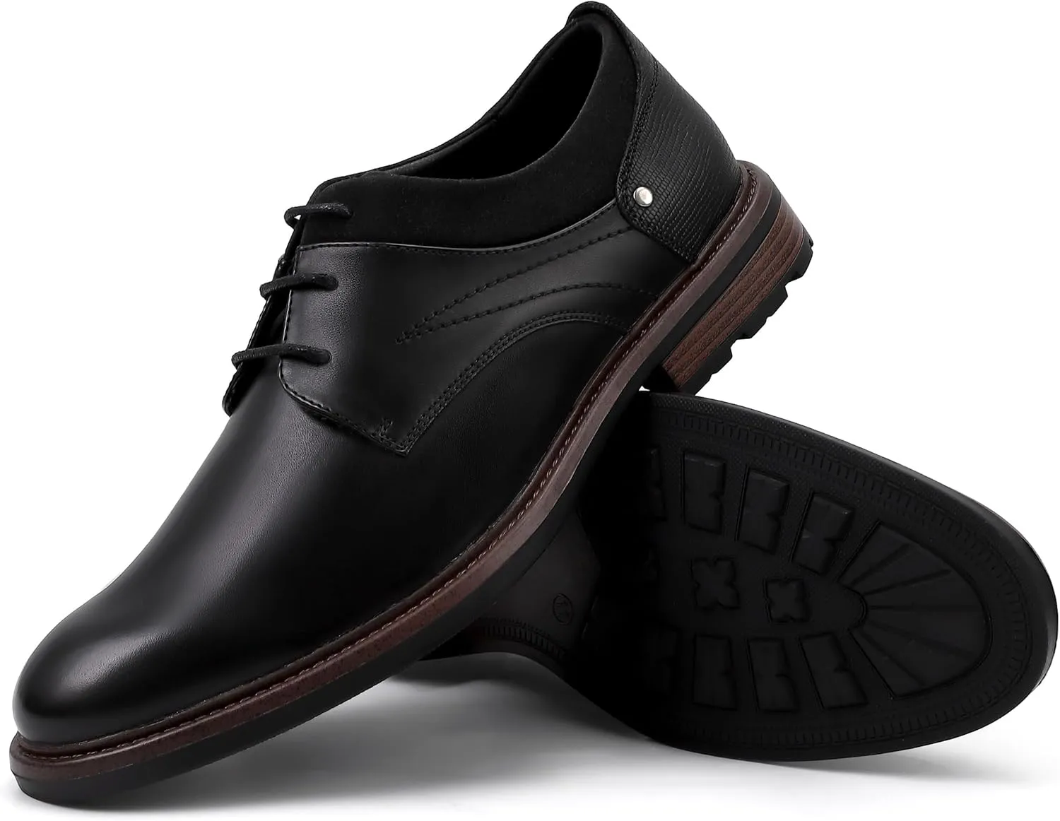 Men's Dress Shoes, Mens Oxford Shoes, Leather Stylish Lace-up Wingtip Brogues, Business Casual Formal Derby Shoe