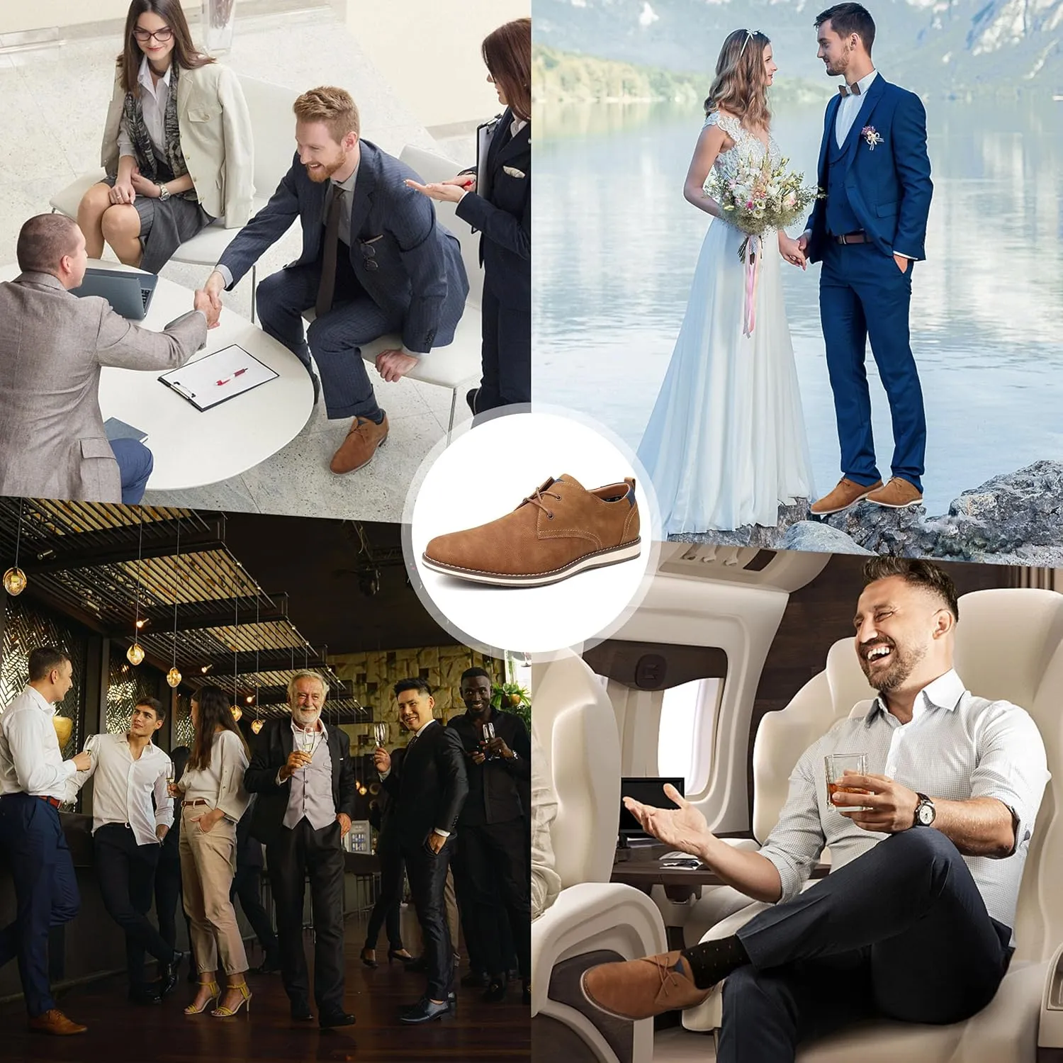 Men's Dress Shoes, Mens Oxford Shoes, Leather Stylish Lace-up Wingtip Brogues, Business Casual Formal Derby Shoe