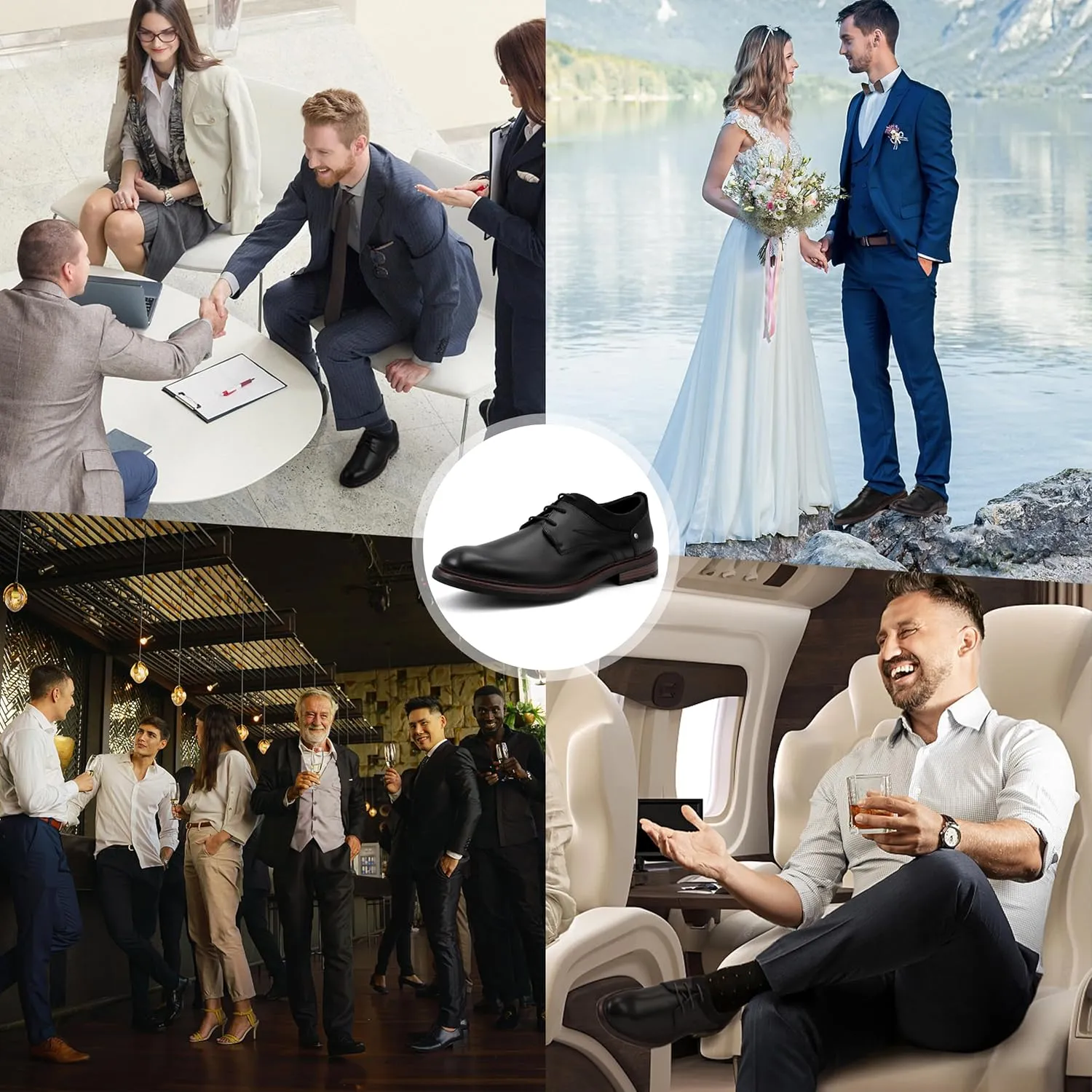 Men's Dress Shoes, Mens Oxford Shoes, Leather Stylish Lace-up Wingtip Brogues, Business Casual Formal Derby Shoe