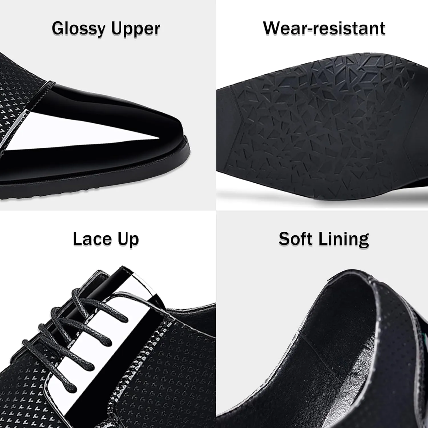Men's Dress Shoes Patent Leather Oxfords Classic Lace-up Formal Tuxedo Shoes Business Wedding Derby Shoes Cap Toe Fashion