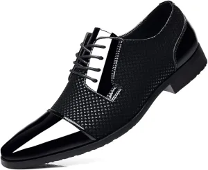 Men's Dress Shoes Patent Leather Oxfords Classic Lace-up Formal Tuxedo Shoes Business Wedding Derby Shoes Cap Toe Fashion