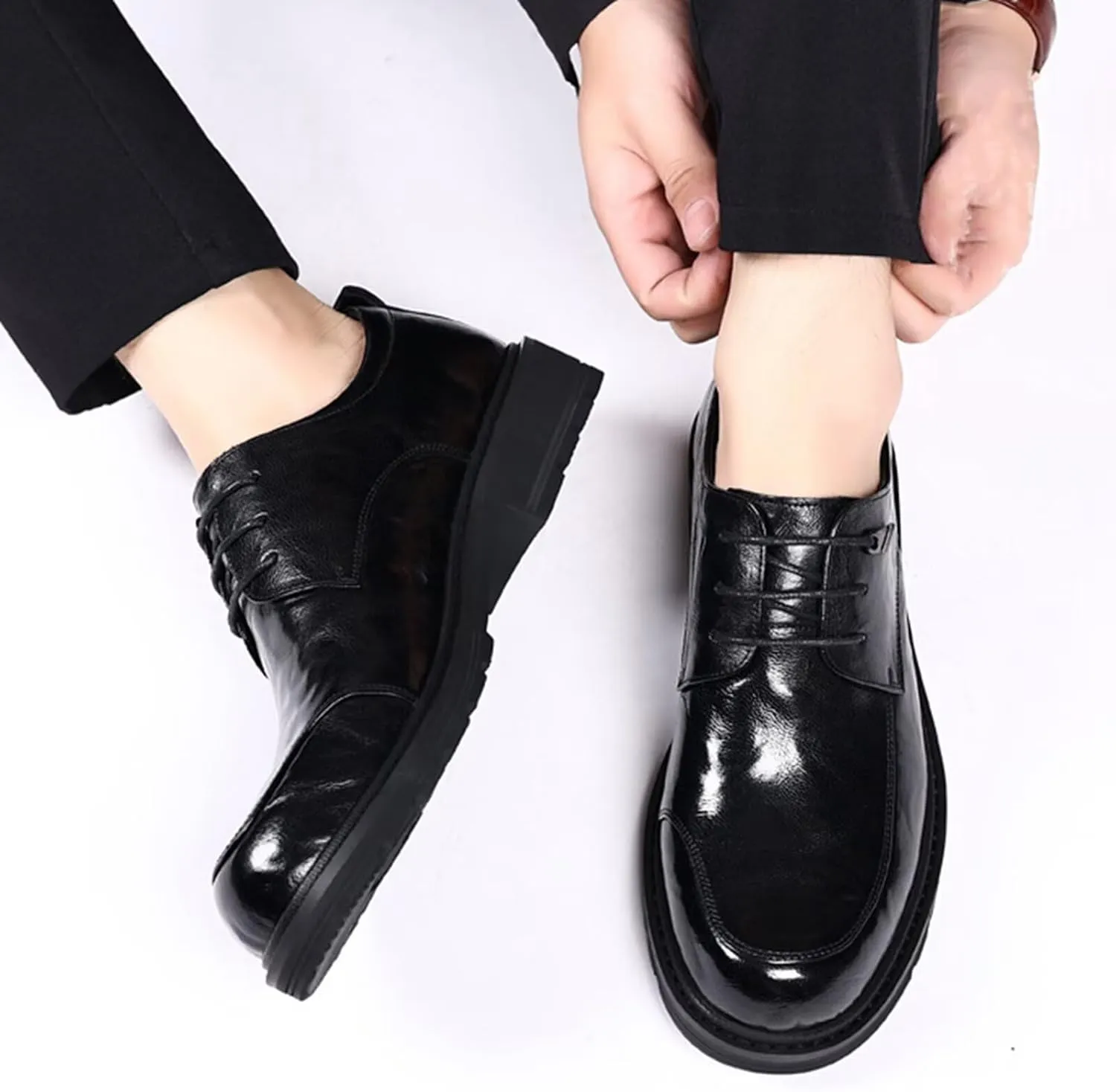 Men's Dress Shoes Wedding Business Classic Formal Derby Lace-up Oxford Leather Shoes