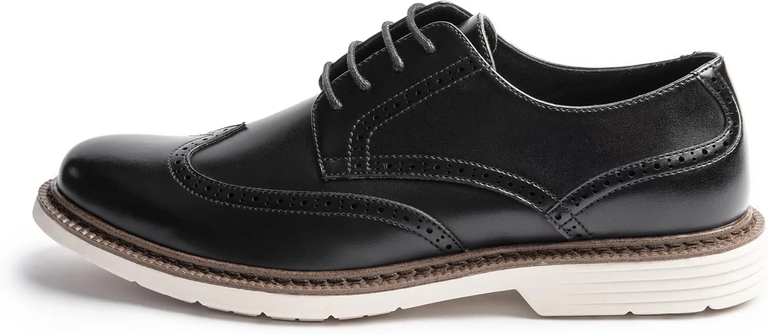 Mens Dress Sneakers Casual Business Derby Oxford Shoes, Classic Round Toe, Wingtip Brogue Design, EVA Outsole, Lightweight and Stylish