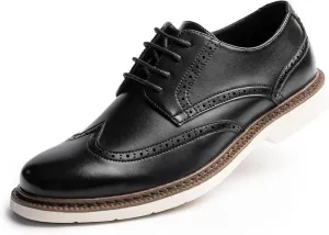 Mens Dress Sneakers Casual Business Derby Oxford Shoes, Classic Round Toe, Wingtip Brogue Design, EVA Outsole, Lightweight and Stylish