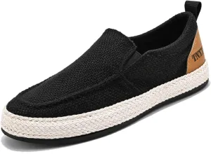 Men's Espadrille Woven Canvas Slip-on Fisherman Shoes Deck Shoes Fashion Linen Breathable Non-Slip Vintage Casual Loafer Walking Boat Shoes