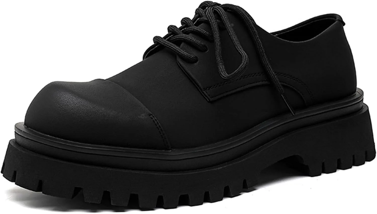 Men's Fashion Retro Round Toe Thick Bottom Casual Oxford Shoes Comfortable Non-Slip Soft Sole Work Office Business Formal Shoes