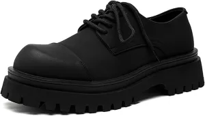 Men's Fashion Retro Round Toe Thick Bottom Casual Oxford Shoes Comfortable Non-Slip Soft Sole Work Office Business Formal Shoes