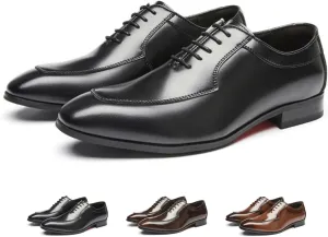 Men's Genuine Leather Lace Up Dress Oxfords Shoes Fashion Classic Hand Stitched Cap Toe Low Top Formal Shoes Casual Business Office Wedding Derby Shoes
