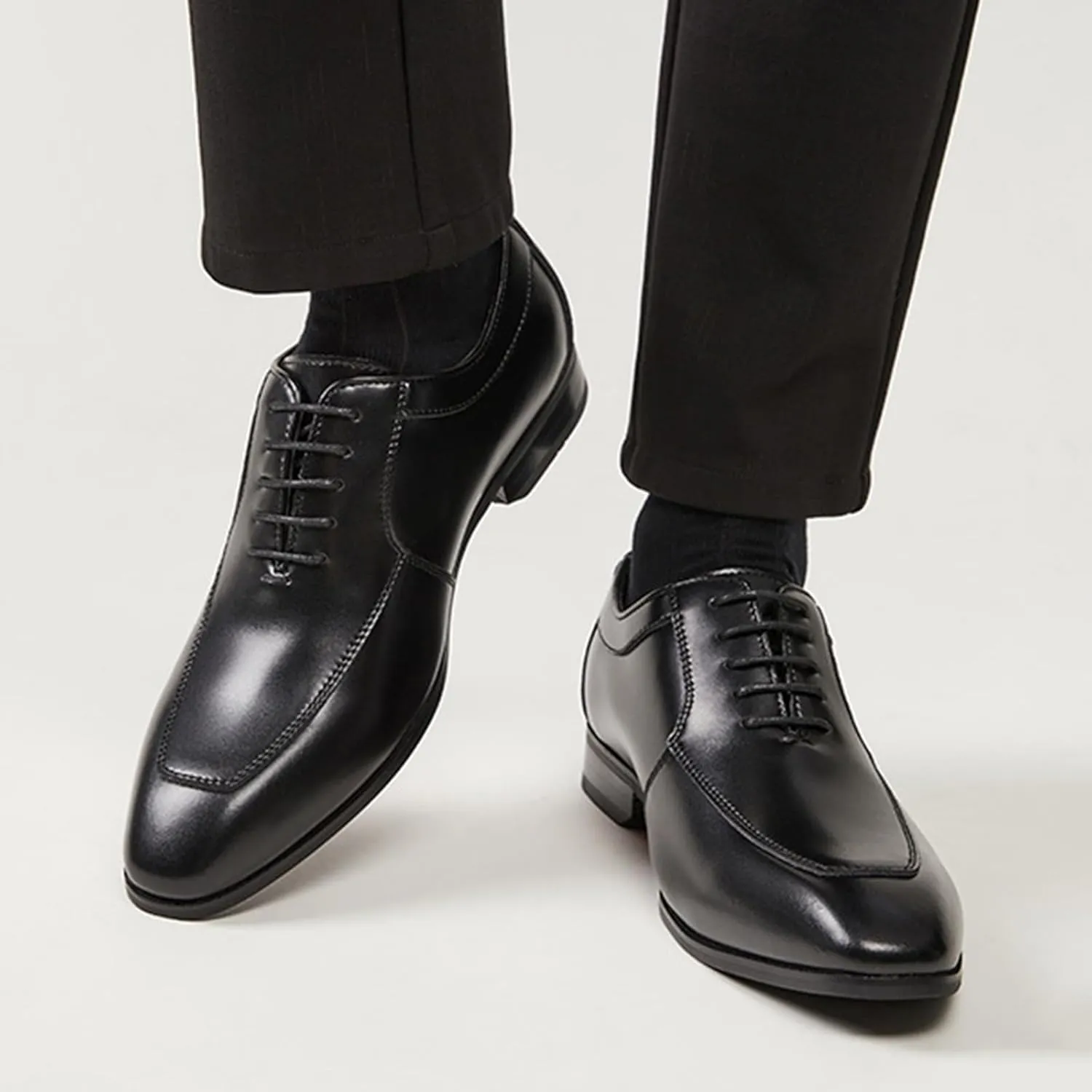 Men's Genuine Leather Lace Up Dress Oxfords Shoes Fashion Classic Hand Stitched Cap Toe Low Top Formal Shoes Casual Business Office Wedding Derby Shoes