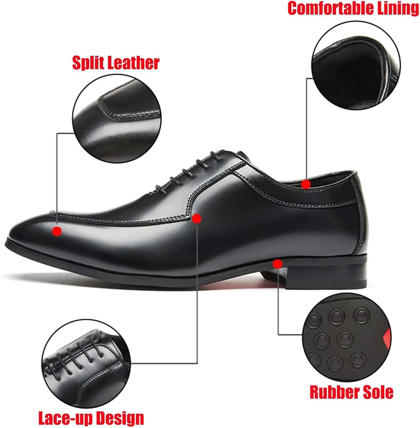 Men's Genuine Leather Lace Up Dress Oxfords Shoes Fashion Classic Hand Stitched Cap Toe Low Top Formal Shoes Casual Business Office Wedding Derby Shoes