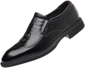 Men's Genuine Leather Platform Slip-On Oxfords Business Casual Derby Shoe