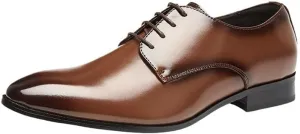 Men's Glossy Brushed Color Design -Foot Leather Lining Oxford Shoes Business Derby Shoes Suitable for Wedding Office Banquet