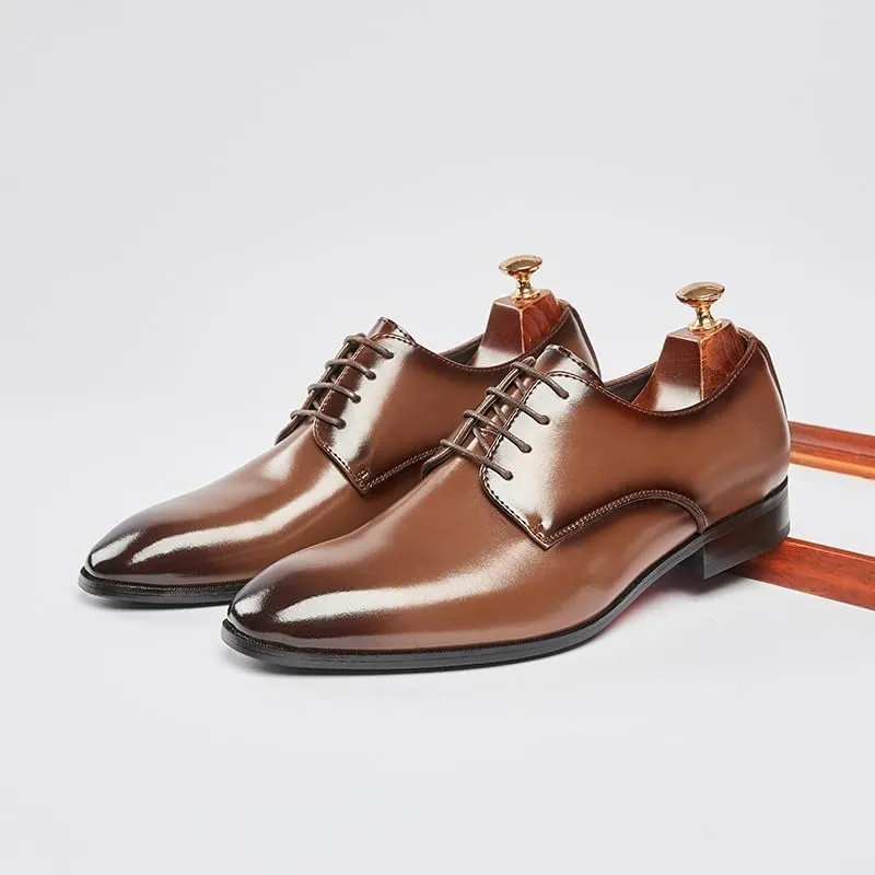 Men's Glossy Brushed Color Design -Foot Leather Lining Oxford Shoes Business Derby Shoes Suitable for Wedding Office Banquet