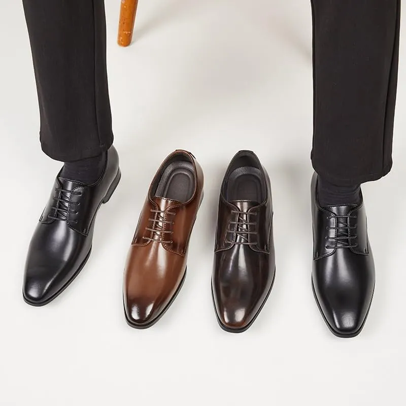 Men's Glossy Brushed Color Design -Foot Leather Lining Oxford Shoes Business Derby Shoes Suitable for Wedding Office Banquet