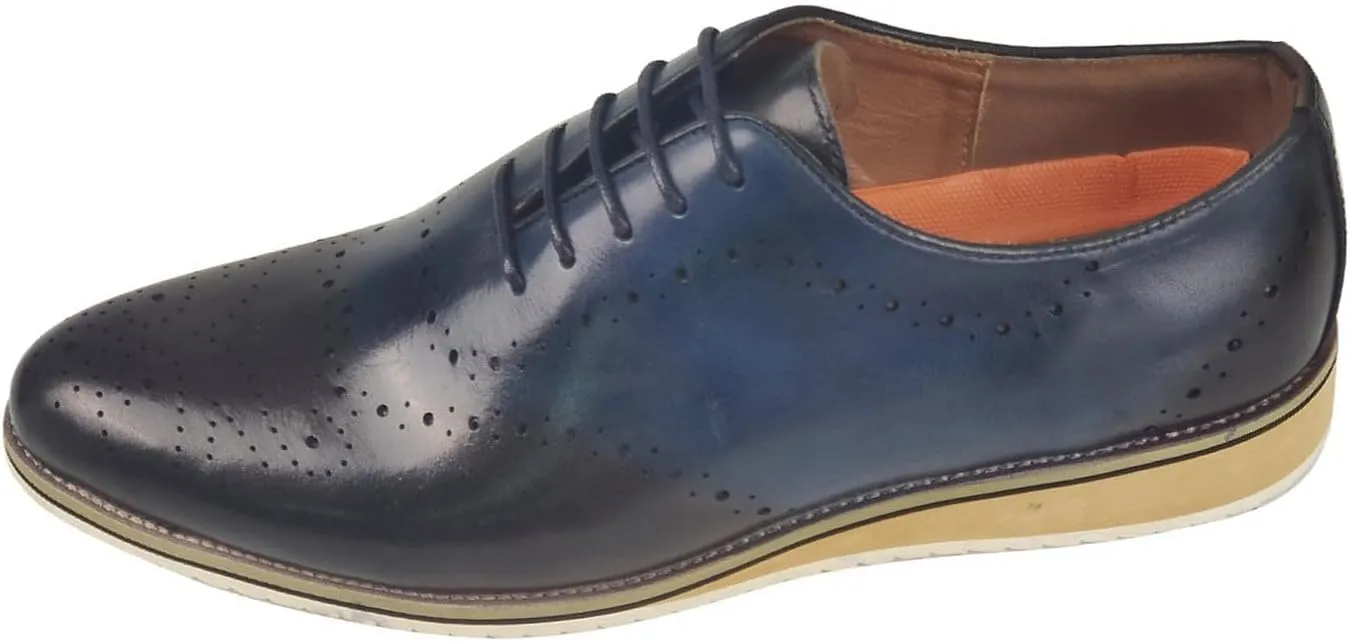 Mens Hand-Painted Leather Oxford Dress Shoes – Luxury Wingtip Brogue Shoes for Business, Weddings & Formal Events – Classic Italian Design, Comfortable & Stylish Footwear