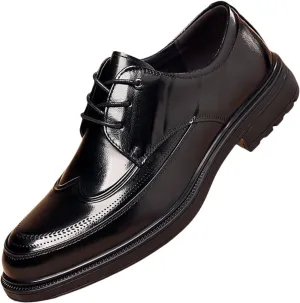Men's Lace Up Dress Shoes Wedding Office Leather Oxford Business Formal Derby Shoes,Black/Brown