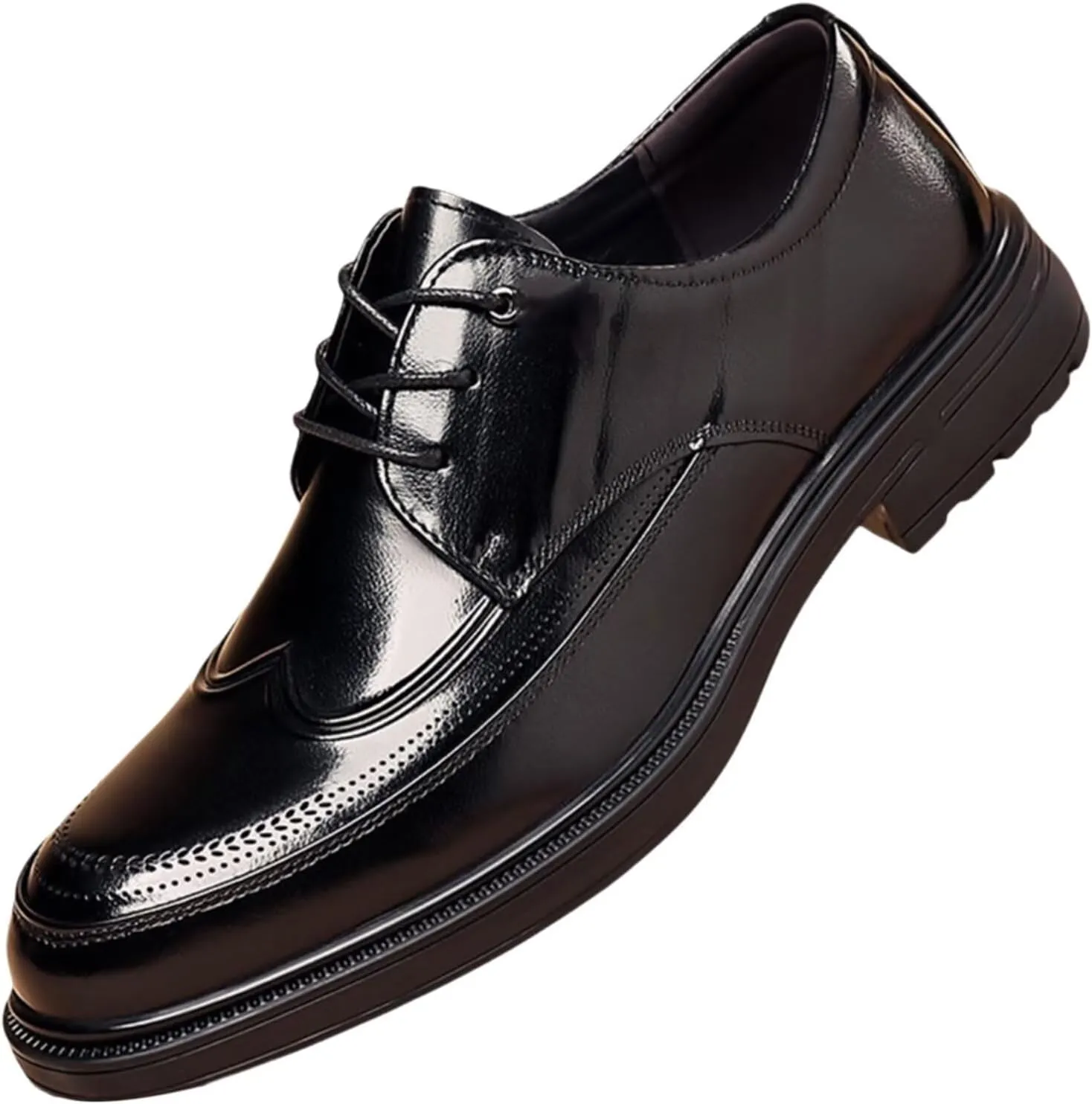 Men's Lace Up Dress Shoes Wedding Office Leather Oxford Business Formal Derby Shoes,Black/Brown