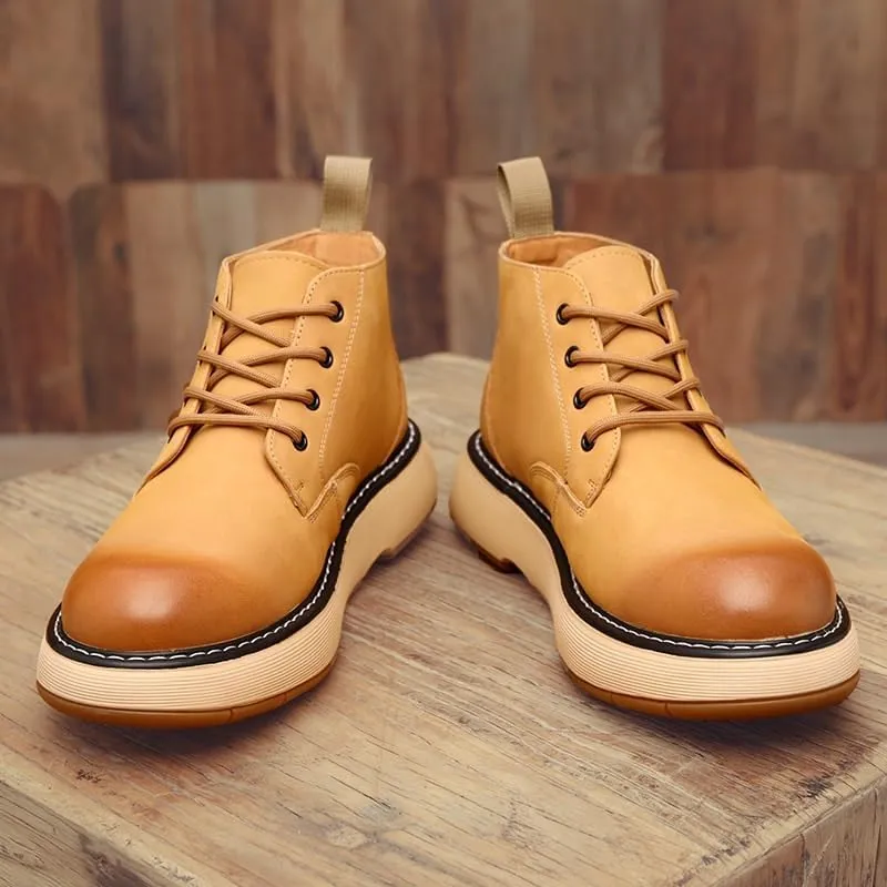 Men's Lace Up Oxfords Comfort Wide Round Toe Non-Slip Dress Shoes Hand Stitched Business Formal Derby Shoes