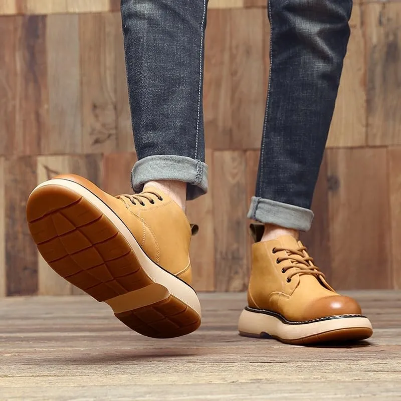 Men's Lace Up Oxfords Comfort Wide Round Toe Non-Slip Dress Shoes Hand Stitched Business Formal Derby Shoes