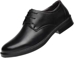 Men's Leather British Style Lace Up Wing Tip Dress Shoe Classic Round Toe Shiny Checkered Comfortable Derby Loafers for Men