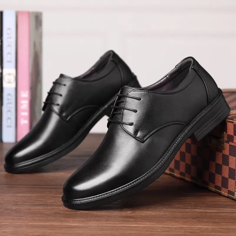 Men's Leather British Style Lace Up Wing Tip Dress Shoe Classic Round Toe Shiny Checkered Comfortable Derby Loafers for Men