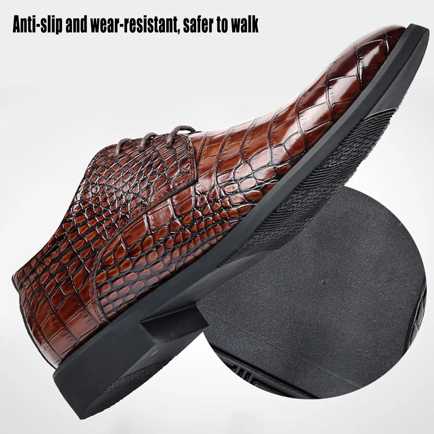 Men's Leather Classic Lace-up Dress Shoes,Retro Casual Formal Business Derby Shoes,Brogue Oxford Shoes for Men
